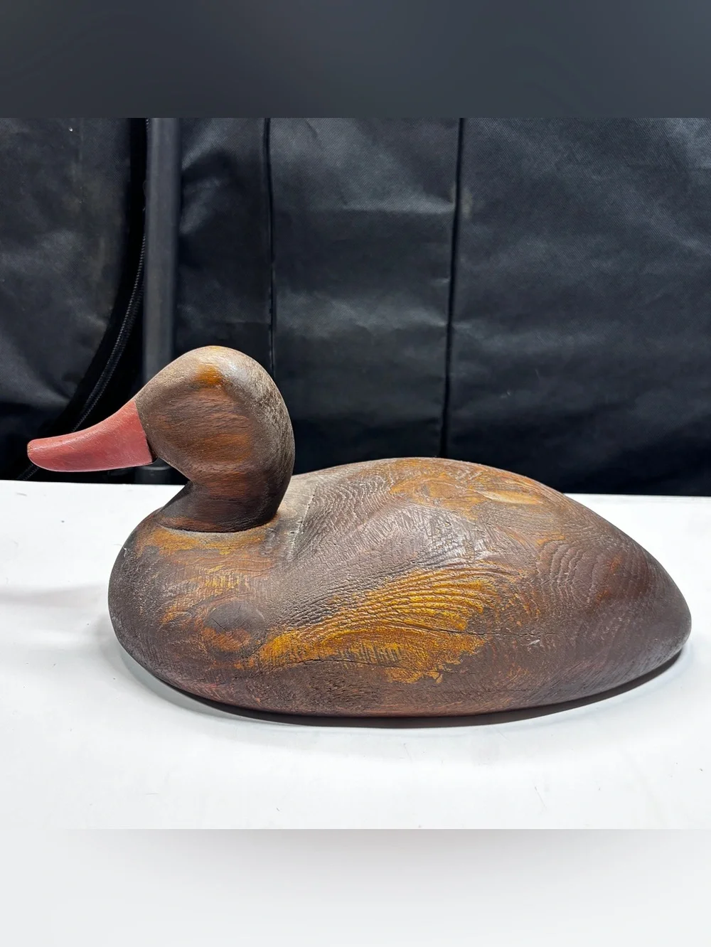 Vtg Antique Duck Decoys Pair Carved Wood Redish Beak Country Hunting